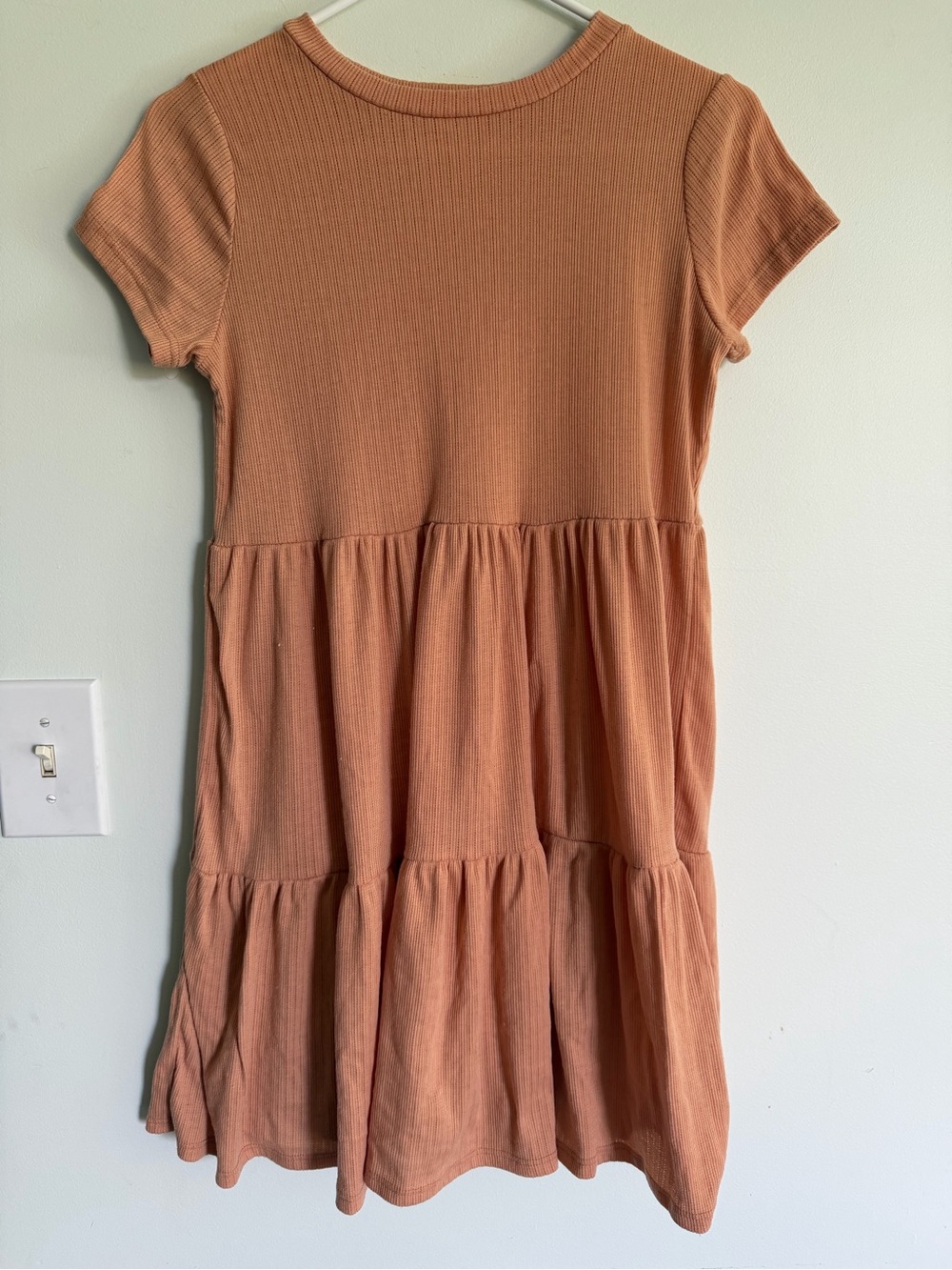 See You Monday Short Sleeve Tiered Dress in Coral